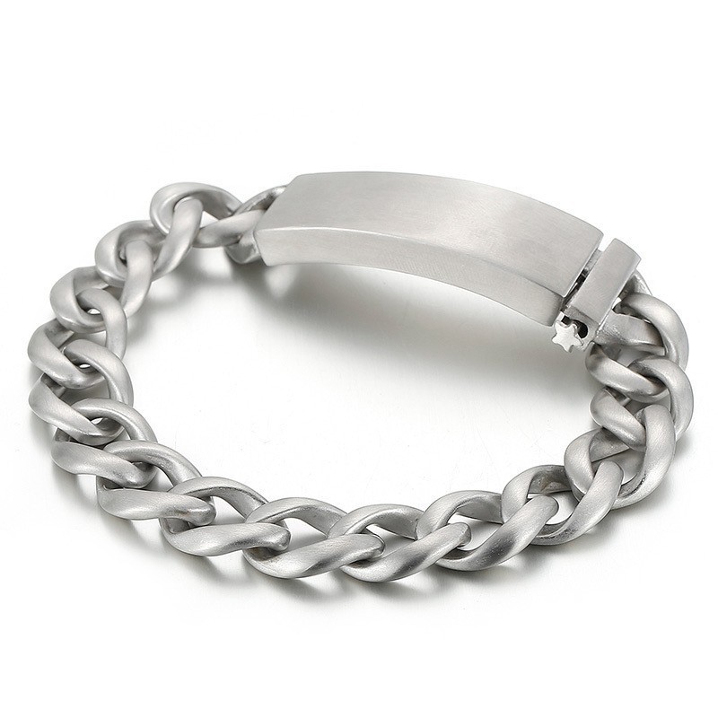Street Cool Men's Titanium Bracelet With Sand Finish