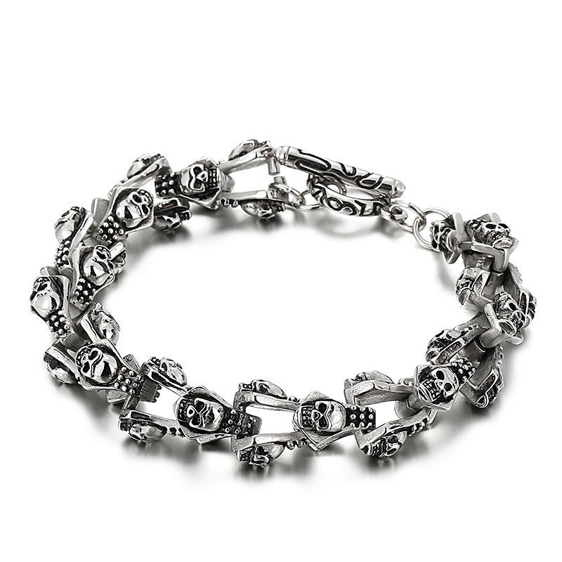 Chic Men's Skull Ghost Head Casting Titanium Bracelet Chic Men's Skull Ghost Head Casting Titanium Bracelet