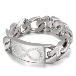 Chic Style 8 Words With Diamonds Men's Titanium Bracelets
