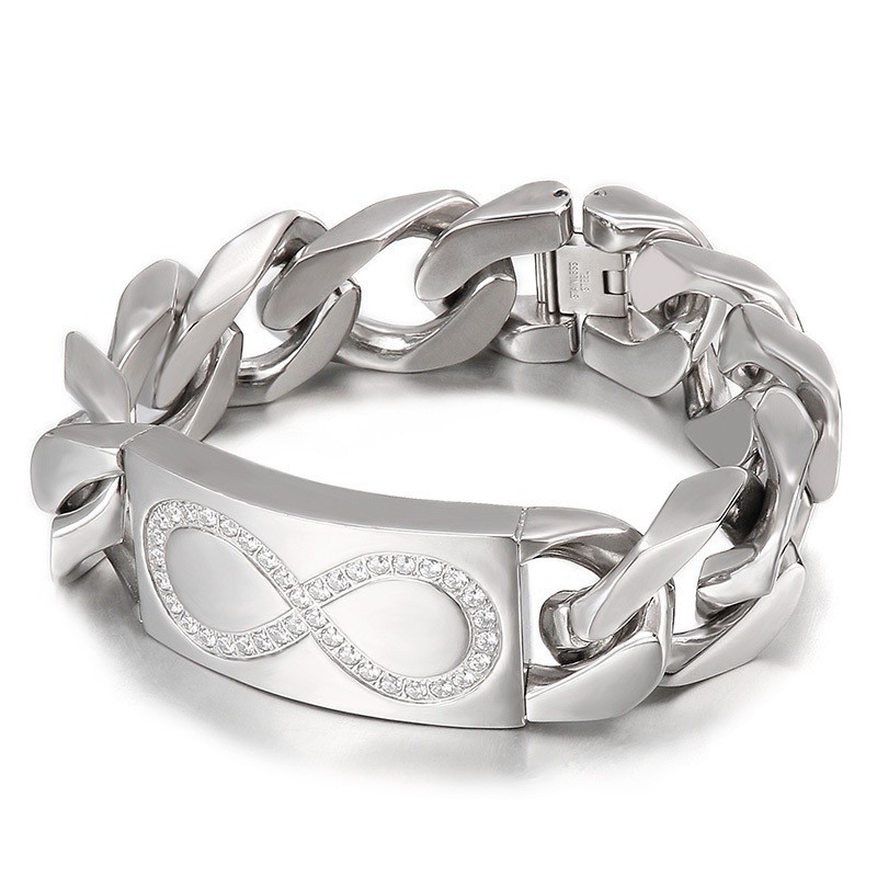 Chic Style 8 Words With Diamonds Men's Titanium Bracelets Chic Style 8 Words With Diamonds Men's Titanium Bracelets