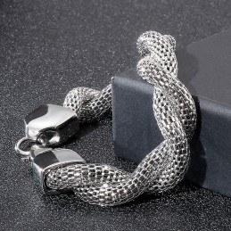 Men's Snake Bone Titanium Chain Bracelet
