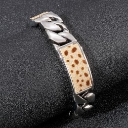 Tide Men's Fashion Hand Jewelry Flower Leopard Print Button Titanium Bracelet