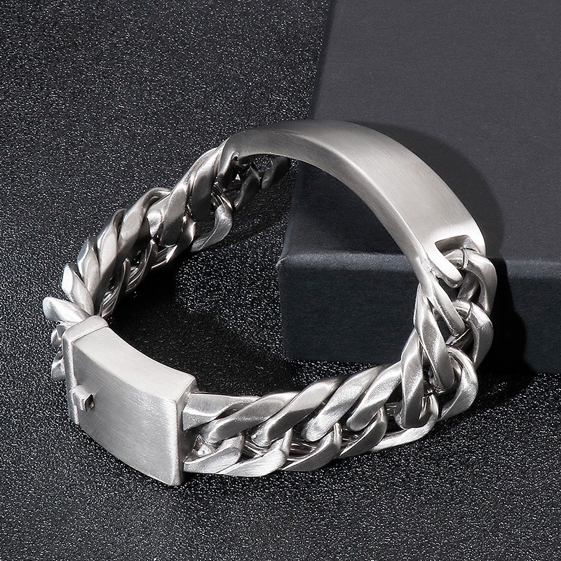 Chic Gothic Rock Style Sand Face Bent Brand Men's Titanium Bracelet