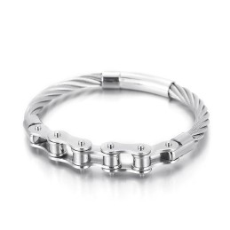 Chic Style Titanium Men And Women Biker Chain Splicing Bracelet