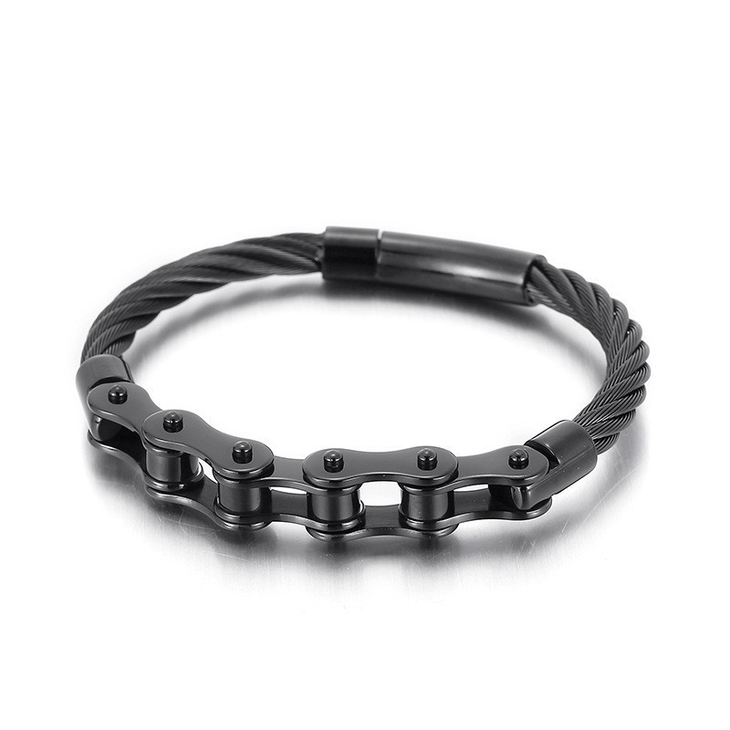 Chic Style Titanium Men And Women Biker Chain Splicing Bracelet