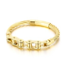 Chic Style Titanium Men And Women Biker Chain Splicing Bracelet