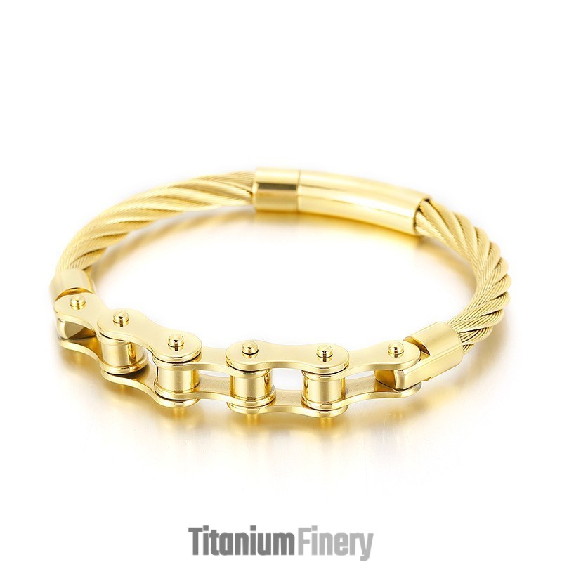 Chic Style Titanium Men And Women Biker Chain Splicing Bracelet Chic Style Titanium Men And Women Biker Chain Splicing Bracelet