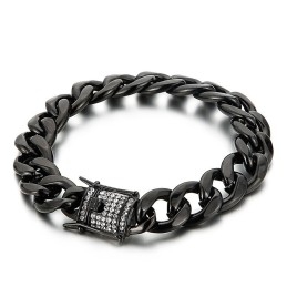 Biker Chain With Diamond Dragon Beard Buckle Bracelet