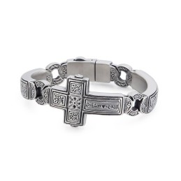 Chic Men's Bent Cross Titanium Bracelet