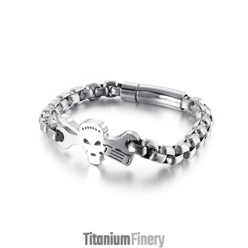 Men's Titanium Skull Bracelet