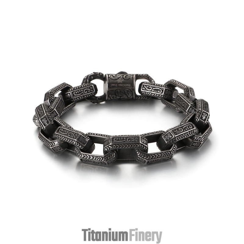 New Chic Men's Pattern Titanium Tide Bracelet