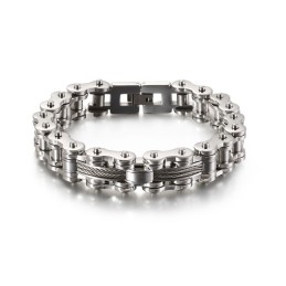 Titanium Men's Tide Bracelet Rock Biker Chain Bracelet