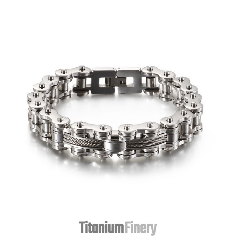 Titanium Men's Tide Bracelet Rock Biker Chain Bracelet Titanium Men's Tide Bracelet Rock Biker Chain Bracelet