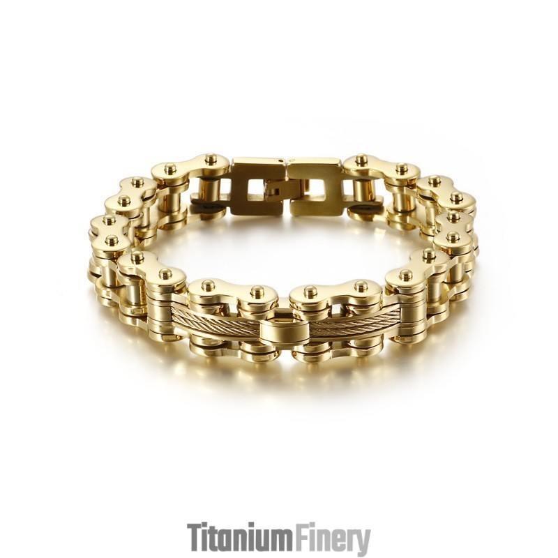 Titanium Men's Tide Bracelet Rock Biker Chain Bracelet