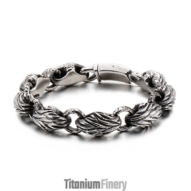 Version Of The Tide Men's Titanium Leaf Bracelet Version Of The Tide Men's Titanium Leaf Bracelet