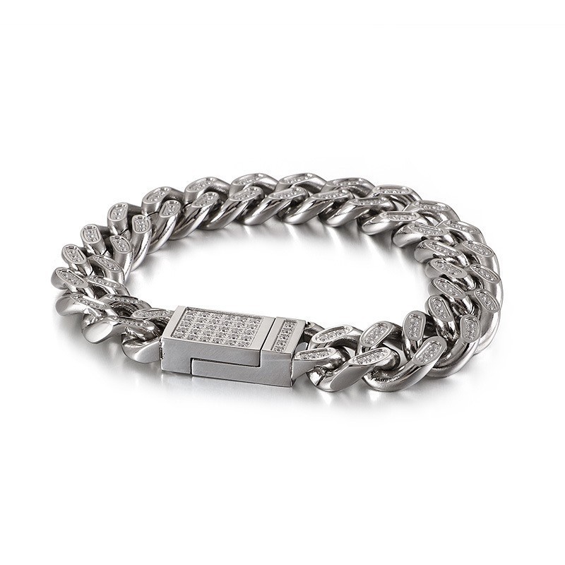 Titanium Men's Hip-Hop Bracelets With Diamonds Titanium Men's Hip-Hop Bracelets With Diamonds