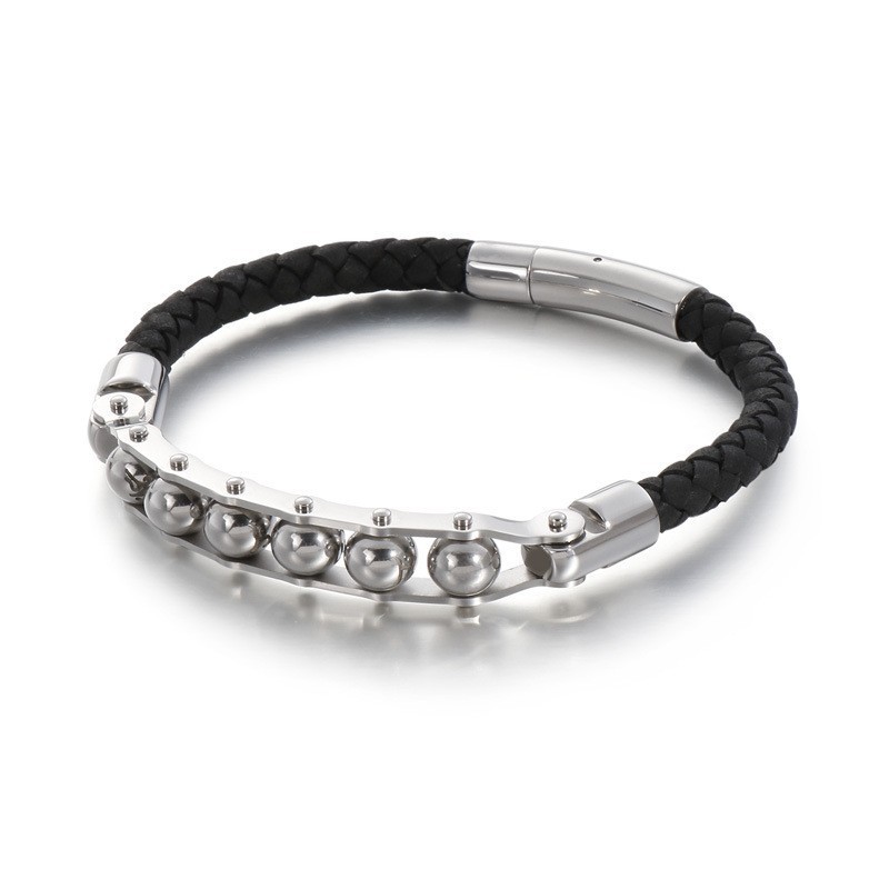 Fashion Round Beads Men's Braided Leather Bracelets Fashion Round Beads Men's Braided Leather Bracelets