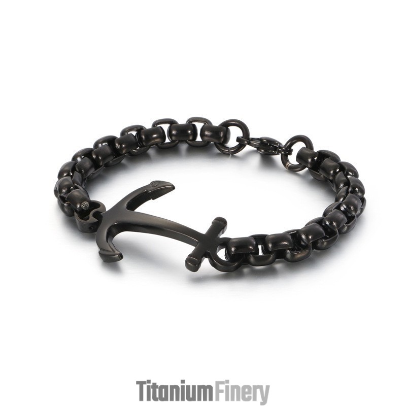 Fashion Boat Anchor Black Titanium Bracelet