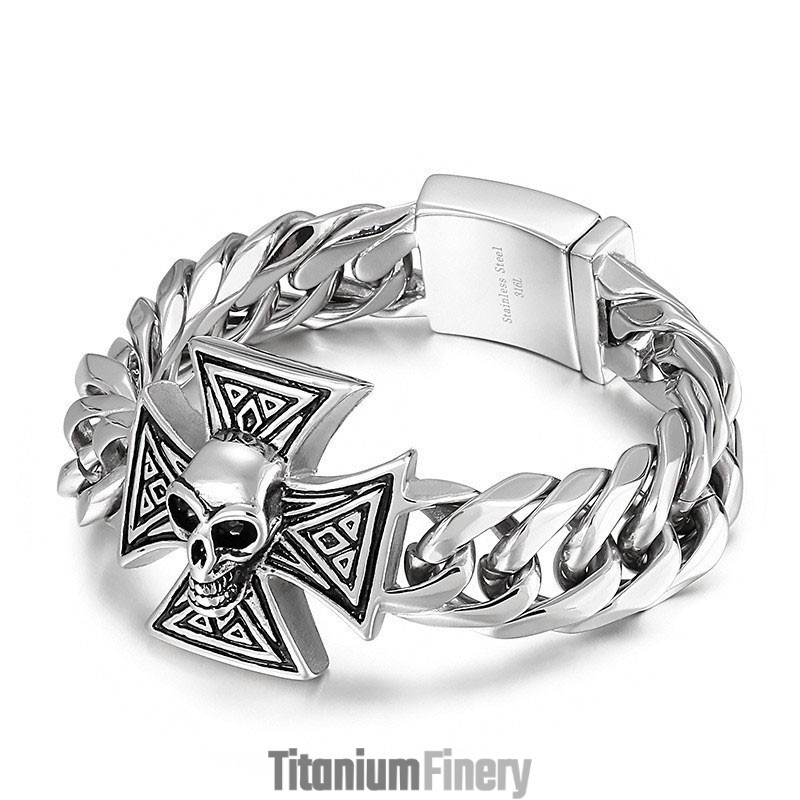 Cool Men's Cross Skull Bracelet Cool Men's Cross Skull Bracelet