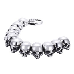 Fashion Cool Polished Skull Crossbones Titanium Men's Bracelet