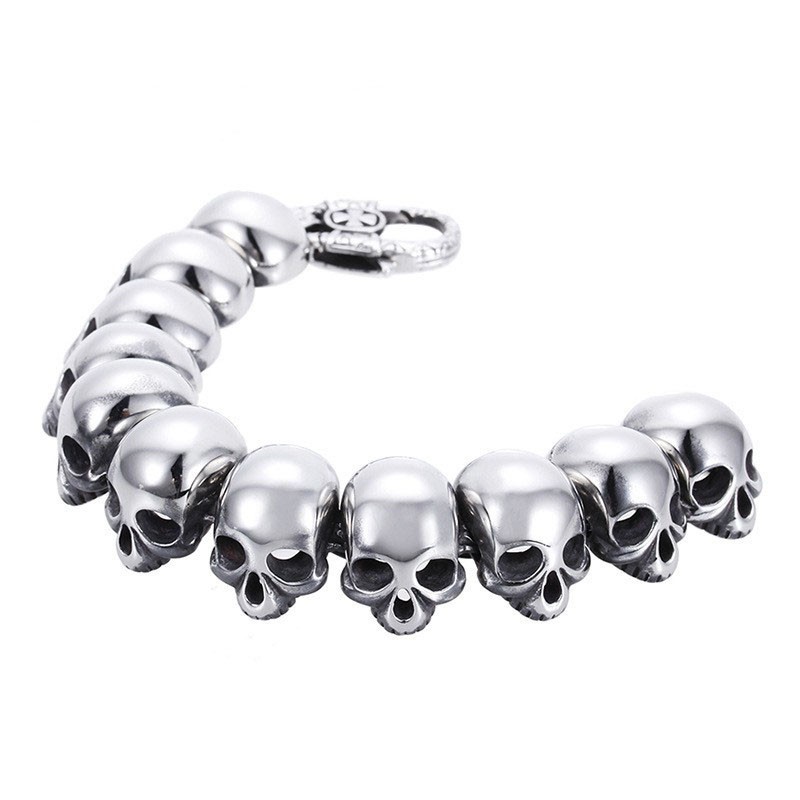 Fashion Cool Polished Skull Crossbones Titanium Men's Bracelet Fashion Cool Polished Skull Crossbones Titanium Men's Bracelet