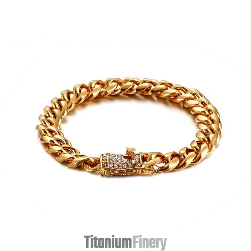 Hip-Hop Tide Men's Titanium Bracelet With Diamon Hip-Hop Tide Men's Titanium Bracelet With Diamon