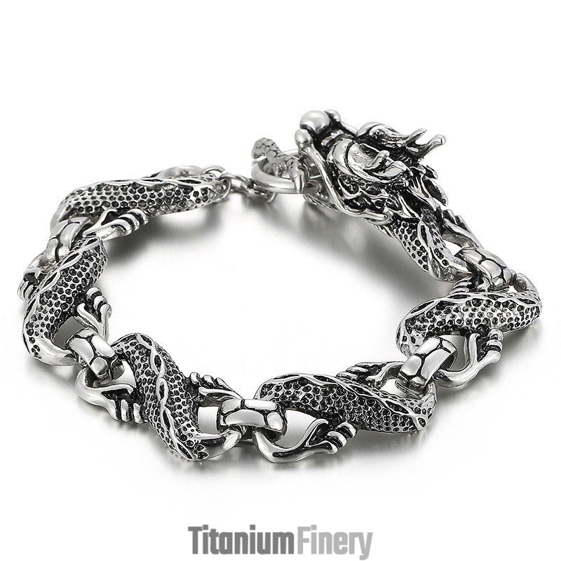 Cool Men's Titanium Dragon Bracelet