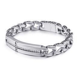 Titanium Cross With Diamonds Bracelet For Men Titanium Vintage Jewelry