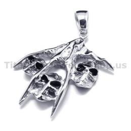 Pure Titanium Skull Design Pendant - Free Chain