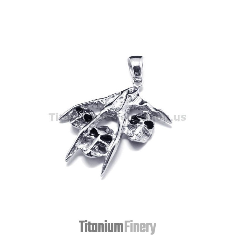 Pure Titanium Skull Design Pendant - Free Chain Pure Titanium Skull Design Pendant - Free Chain