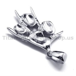 Pure Titanium Skull Design Pendant - Free Chain