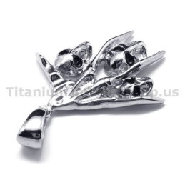 Pure Titanium Skull Design Pendant - Free Chain