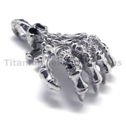 Pure Titanium Hand Bone Design Pendant - Free Chain