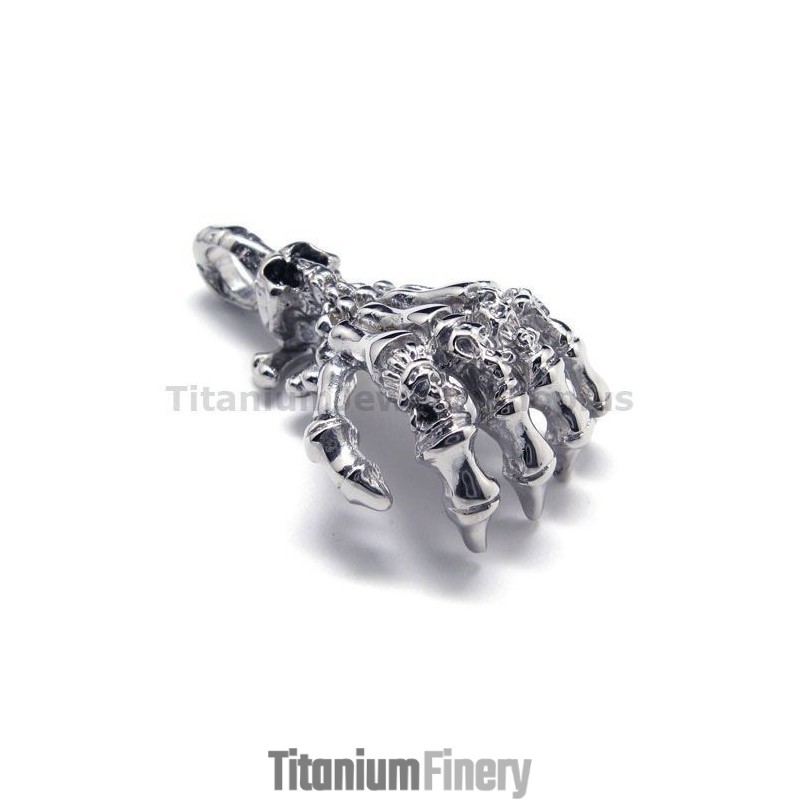 Pure Titanium Hand Bone Design Pendant - Free Chain Pure Titanium Hand Bone Design Pendant - Free Chain