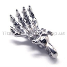 Pure Titanium Hand Bone Design Pendant - Free Chain