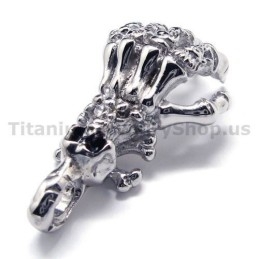Pure Titanium Hand Bone Design Pendant - Free Chain