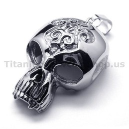 Pure Titanium Skull Design Pendant - Free Chain