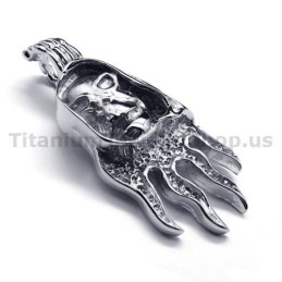 Pure Titanium Skull Design Pendant - Free Chain