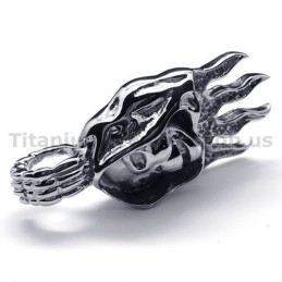 Pure Titanium Skull Design Pendant - Free Chain