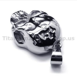 Pure Titanium Skull Design Pendant - Free Chain