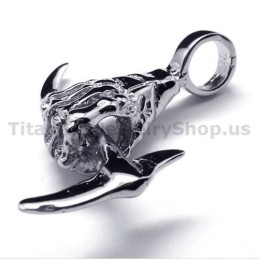 Pure Titanium Hand Bone Design Pendant With Hatchet - Free Chain