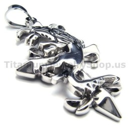 Pure Titanium Two Layer Cross Pendant - Free Chain