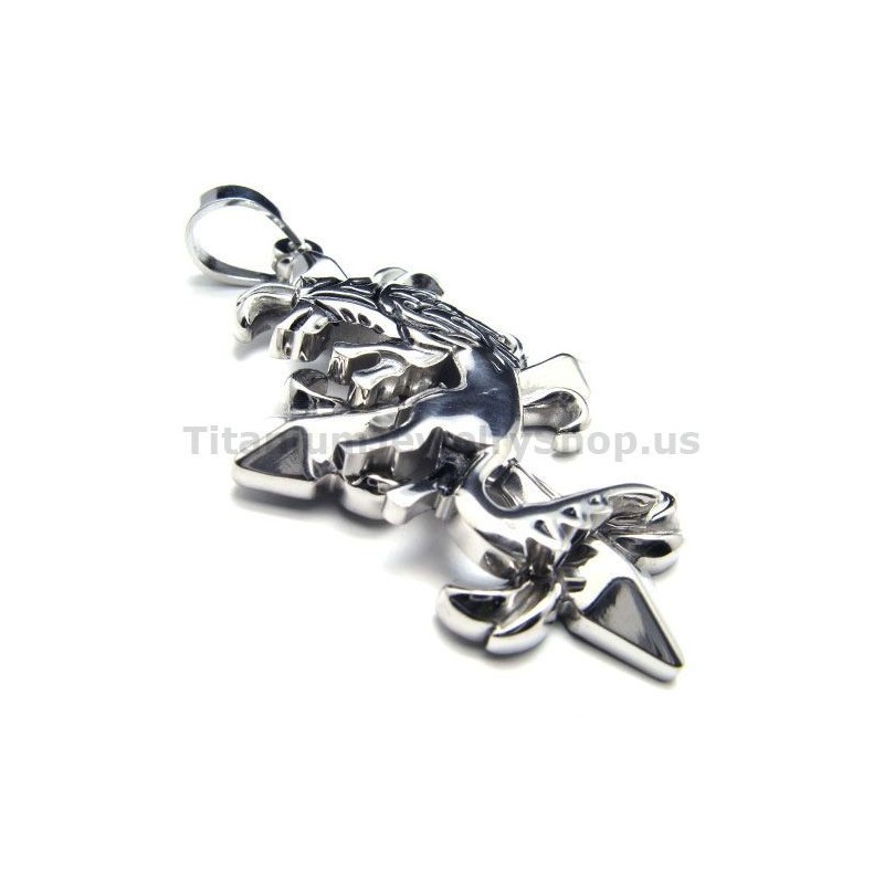 Pure Titanium Two Layer Cross Pendant - Free Chain