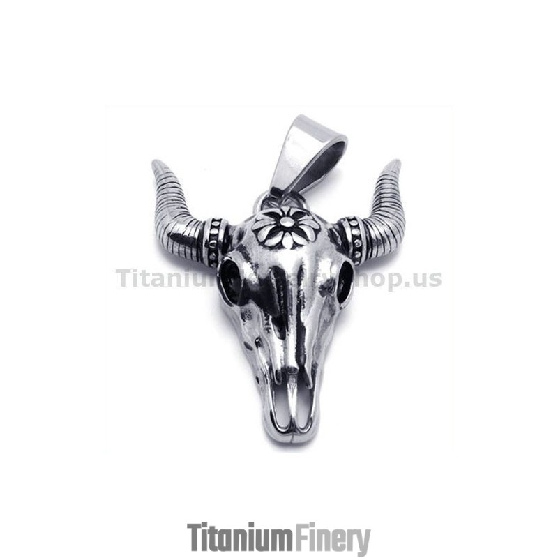 Vintage Native American Titanium Buffalo Skull Pendant - Free Chain Vintage Native American Titanium Buffalo Skull Pendant - Free Chain