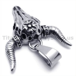 Vintage Native American Titanium Buffalo Skull Pendant - Free Chain