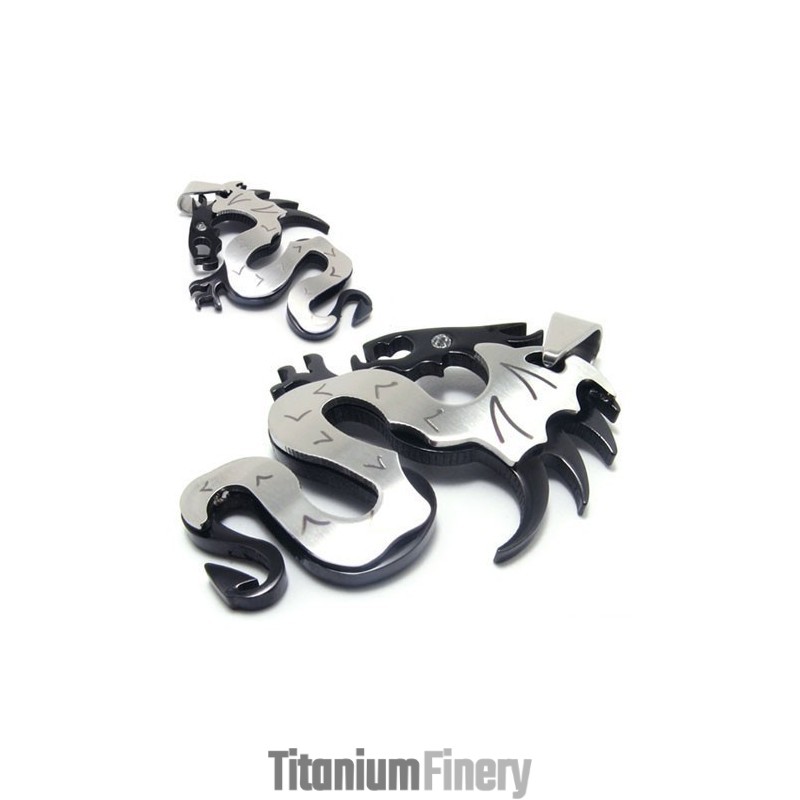 Black Dragons Mens Titanium Necklace Pendant Black Dragons Mens Titanium Necklace Pendant