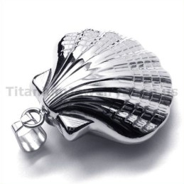 Shell Design Titanium Pendant - Free Chain