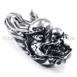 Titanium Loong Head Pendant - Free Chain