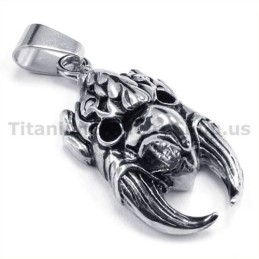 Titanium Hawk Skull Pendant - Free Chain