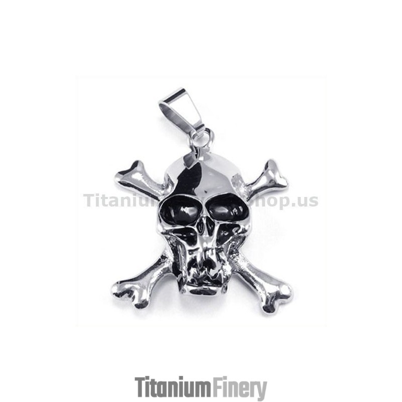 Titanium Crossed Boned Skull Pendant - Free Chain Titanium Crossed Boned Skull Pendant - Free Chain